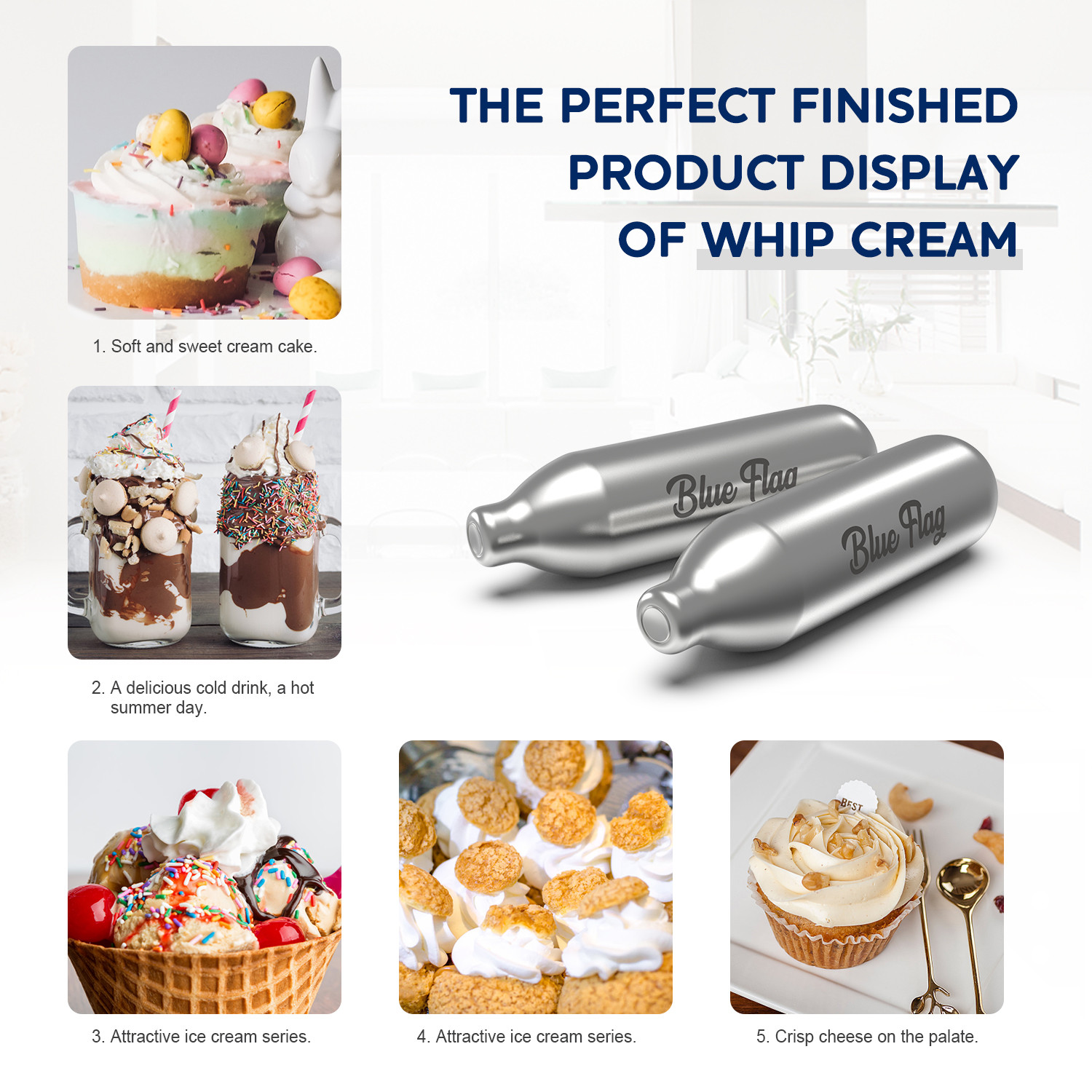 BLUE FLAG Whipped Cream Chargers N2O Nitrous Oxide 8Gram Cartridge for