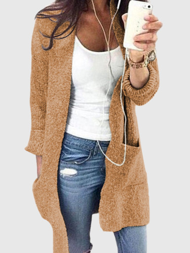 OneBling Knitted Long Cardigan Women Sweater 2019 Autumn Winter Long Sleeve Pockets Casual Female Overcoat