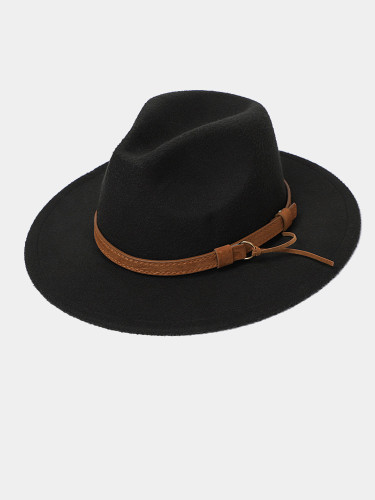 Men / Women Wide Brim Fedora Trilby Hat with Leather Belt