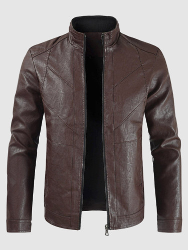 Men Faux Leather Slim Casual Jackets