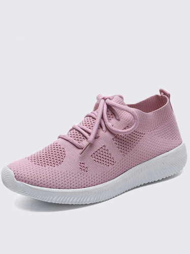 OneBling Plus Size Lightweight Platform Knitted Slip On Women Trainers