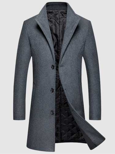 Thick Warm Men's Single Breasted Wool Blend Coat