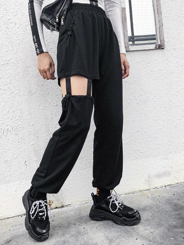 OneBling Drawstring Design Joggers with Suspender Detail