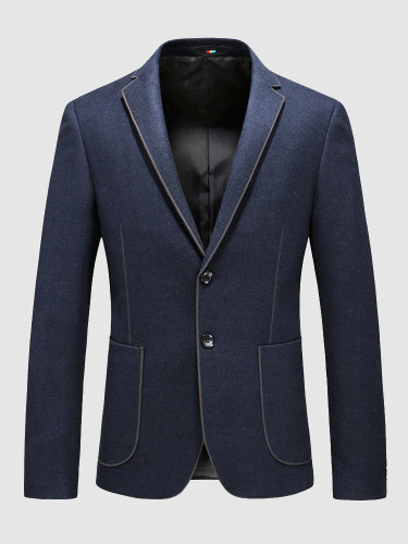 Men's Fitted Blazer Stitching Detail Suit Jacket