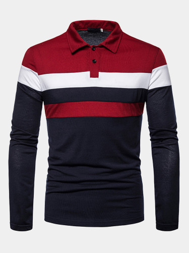 Long Sleeve Pathwork Polo Shirt for Men