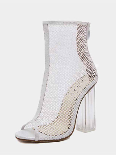 OneBling Mesh Clear Block Heeled Ankle Boots
