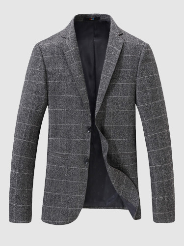Stitched Grey Check Men's Blazer Suit Jacket