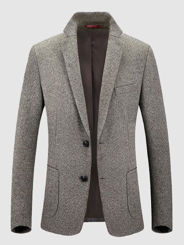 Smart Casual Men's Herringbone Blazer Dress Suit Jacket