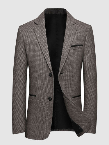 Men's Houndstooth Wool Blend Business Casual Blazer