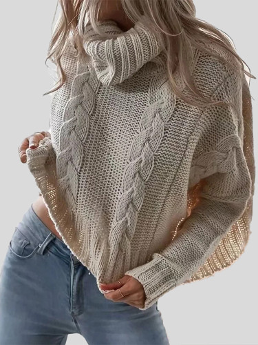 OneBling Chic Twist Women Turtleneck Sweater Loose Pullovers