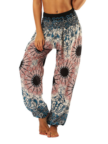 OneBling Pants In Paisley Print with Shirred Waist and Pockets