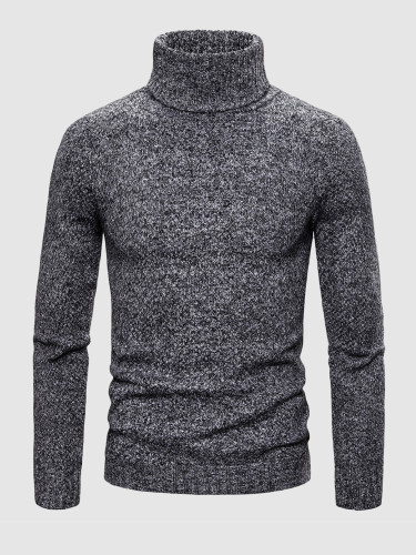 Solid Color Slim Men Turtleneck Sweaters