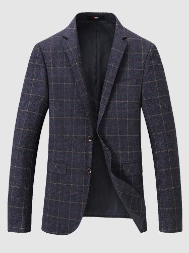 Checked Suit Jacket Fitted Men's Blazer