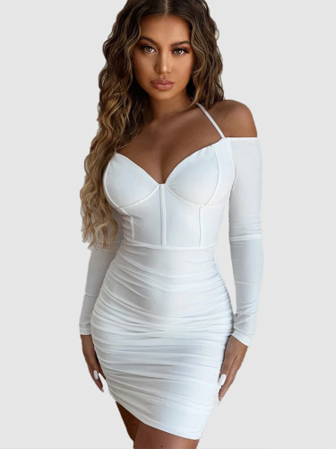 Sweetheart Off Shoulder Mini Dress with Ruched Detail