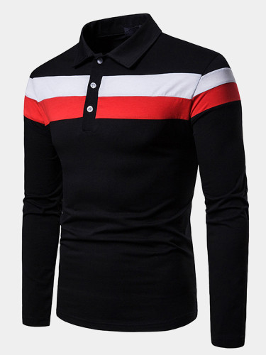 Long Sleeve Polo Shirt with Contrast Panels