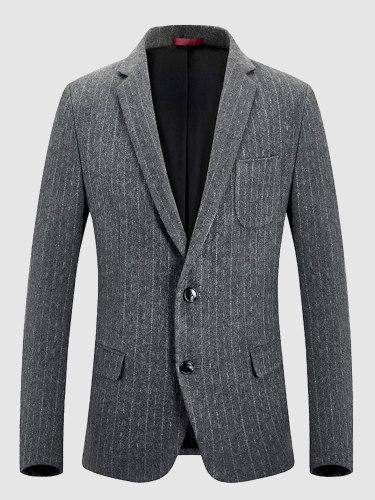 Wool Men's Suit Jacket Stripe Blazer