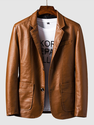 Men's Trendy Slim Handsome Suit Leather Jacket