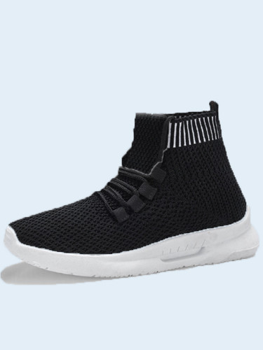 OneBling White Black Spring Autumn Breathable Slip On High Top Women Casual Shoes 2019 Stretch Knit Sock Sneakers Soft Walking