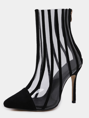 OneBling Transparent Stripe High Heeled Ankle Boots
