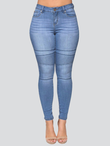 OneBling Low Waist Straight Jeans Women Mid Rise Elastic Zip Skinny Denim