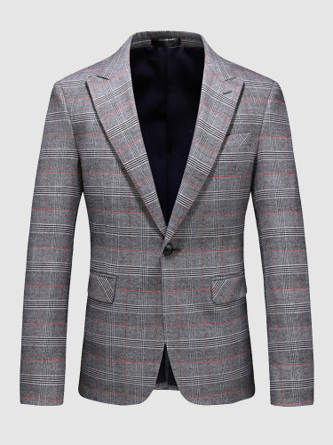 Based Check Men's Blazer Casual Suit Jacket