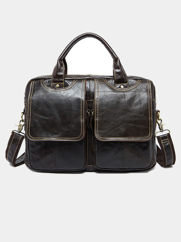 Men's Leather Briefcase Laptop Messenger Bag Satchel