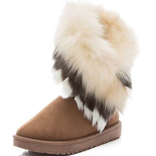 Fluffy Faux Fur Trim Flat Ankle Boots