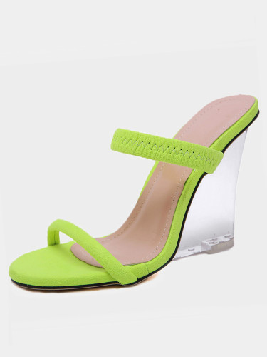 OneBling Neon Green Clear Wedge Mules /11.5CM