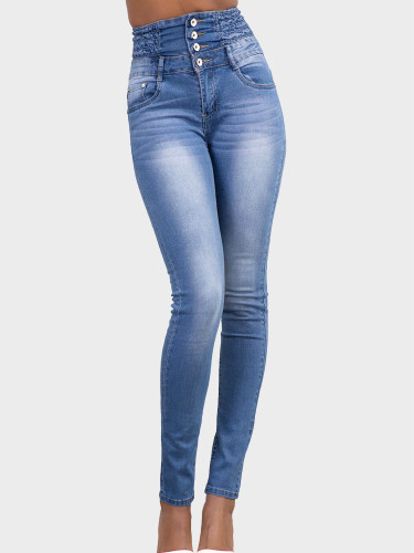 OneBling Exposed Button High Waisted Slim Jeans