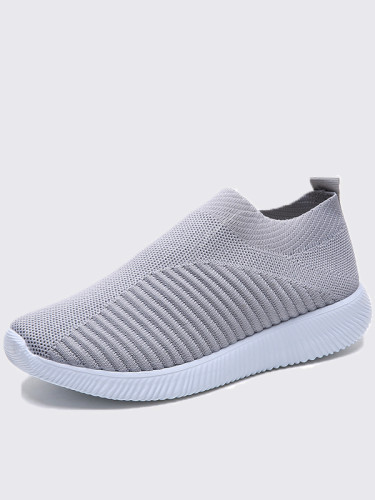 OneBling Plus Size Lightweight Knitted Slip On Trainers Women