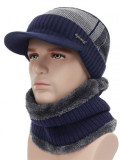 Winter Warm Men Visor Beanie Hat and Neck Gaiter