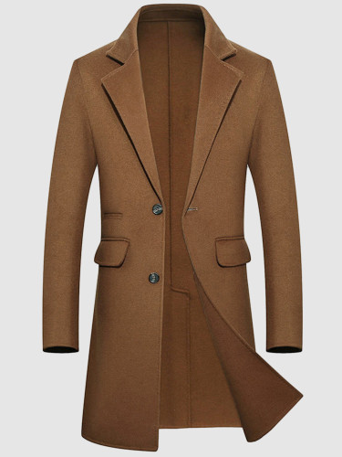 Men's Single Breasted Wool Trench Coat