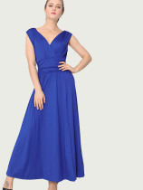 OneBling Sleeveless Ruched Detail Wide Waistband Maxi Wrap Dress