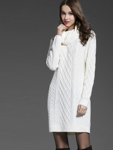 OneBling Women's Knit Stitching Slim Dress Sweater High Collar Pullovers