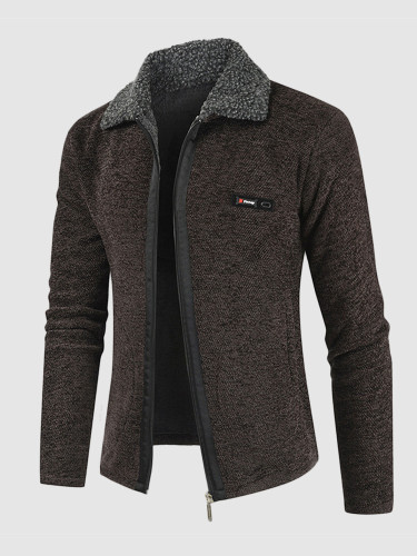 Faux Fur Lined Knitted Men's Cardigan