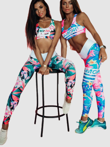 Crop Tank Top and Leggings Floral Print Set