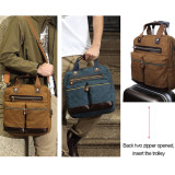 OneBling Canvas and Genuine Leather Patchwork Business Bags Crossbody Bags Fits 14  Laptop