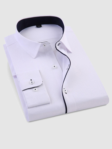 Smart Casual Men's Long Sleeve Shirt with Contrast Piping