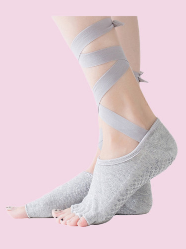 OneBling Lace-Up Half Toe Non-Slip Socks In Yoga, Ballet for Added Balance and Stability