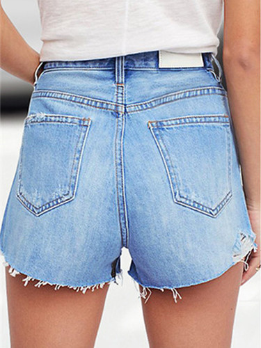 Beaded Ripped Denim Shorts for Women