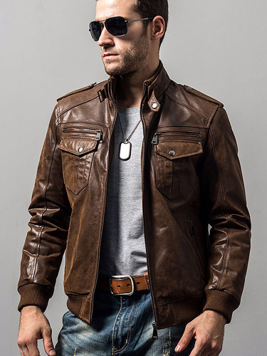 Men's Genuine Leather Racer Jacket
