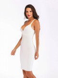 Cami Bodycon Mini Dress In White With Zipper Back