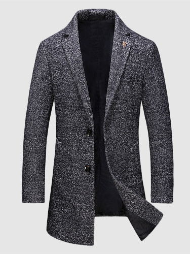 Men Smart Wool Blend Coat In Dark Grey