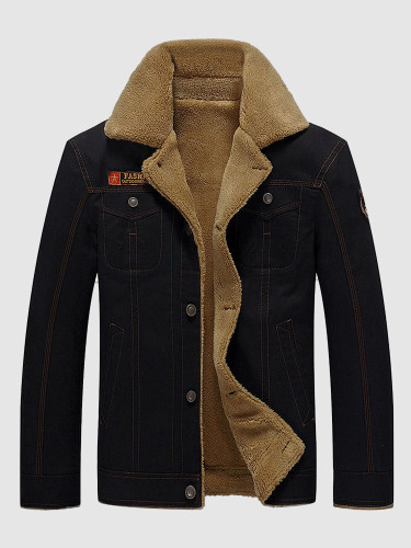 Men's Teddy Lined Jacket with Patch Detail