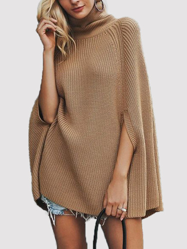 OneBling Knitted Cape Sweaters Women Turtleneck Long Sweater Ladies Pullovers 2019 Autumn Winter Inverness Casual Female Jumper