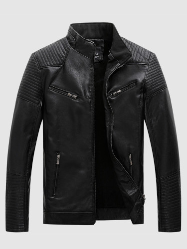 Men Faux Leather Casual Jackets