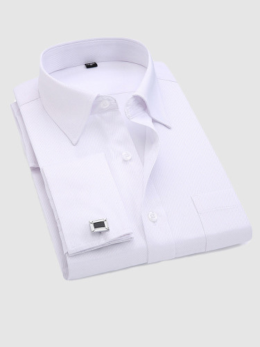 Men's Twill Business Dress Shirt with Cufflinks