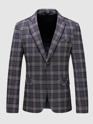 Slim Blazer Men's Check Suit Jacket
