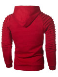 Grid Men's Hoodies with Ruched Long Sleeve