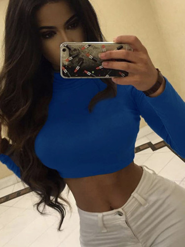 OneBling Long Sleeve High Neck Crop T-Shirt